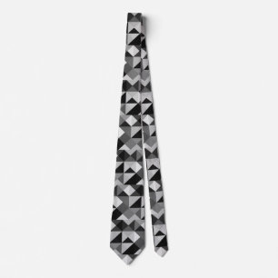 Svart Grått Pixel Geometric Abstrakt Art Tie Slips