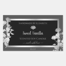 Svart Grått-produktförpackningsetiketter Silver Ra Rektangulärt Klistermärke