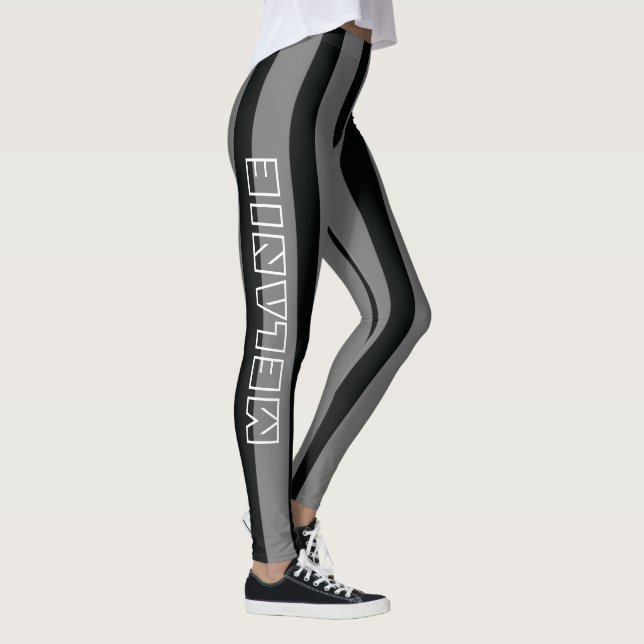 Svart Grått Rand Komplettera Mysigt Sportkläder Wo Leggings (Höger)