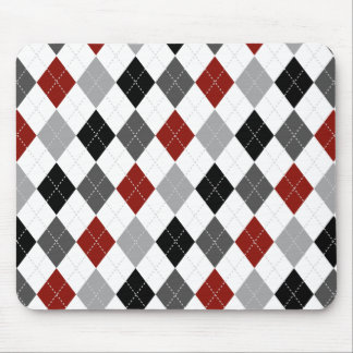 Svart, Grått, rött och vitt argyle Preppy Mousepad Musmatta