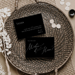 Svart grått skript Matron of Honor Card Inbjudningar