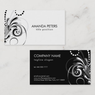 Svart Grått Swirls over White Background Business Visitkort