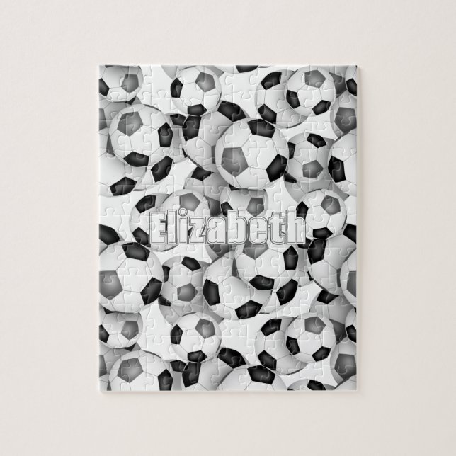 Svart grått Team färg-pojkar, fotboll Pussel (Vertikal)