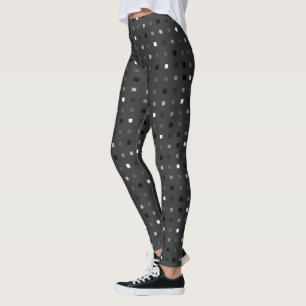 Svart Grått-uppspelning med Pixel Seamless Mönster Leggings