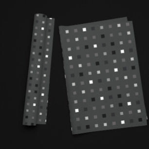 Svart Grått-uppspelning med Pixel Seamless Mönster Presentpapper