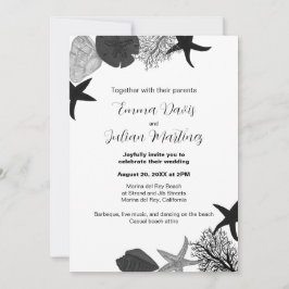 Svart-grått-vit avslappnad bröllop inbjudningar