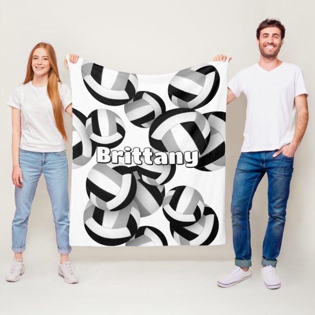 Svart grått volleybollar Flickor i sportrumsdekale Fleecefilt (På plats)