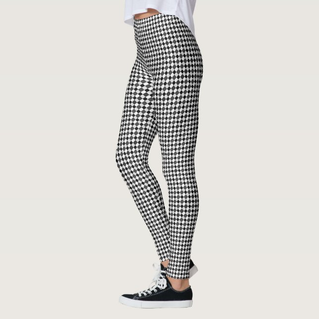 Svart Grått White Diamond Checkded Leggings (Vänster)