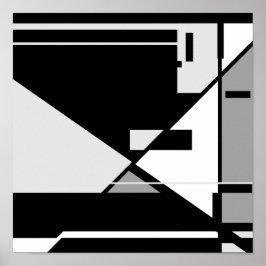 Svart Grått White "Sitta Man" Geometric Design Poster