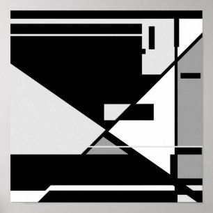 Svart Grått White "Sitta Man" Geometric Design Poster