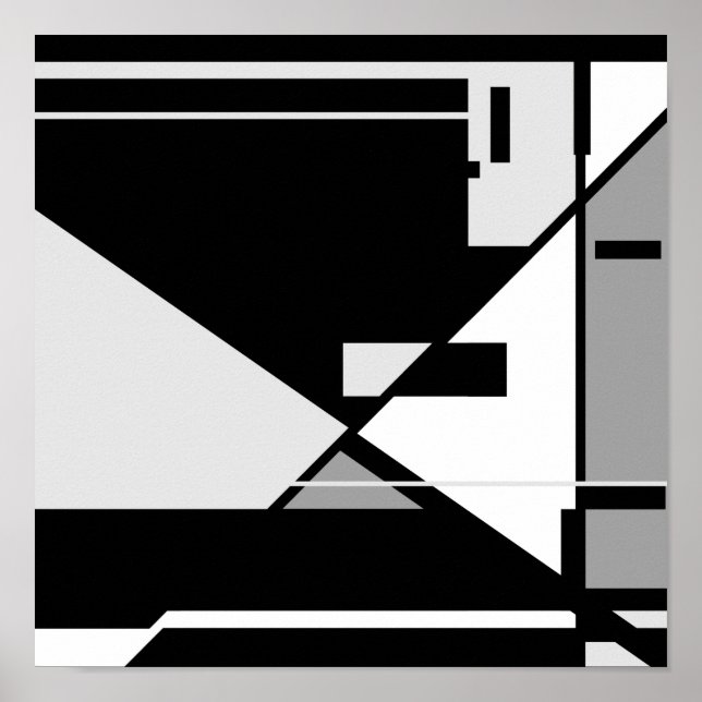 Svart Grått White "Sitta Man" Geometric Design Poster (Framsidan)