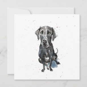 Svart Great dane roligt, vattenfärgstänk Tack Kort
