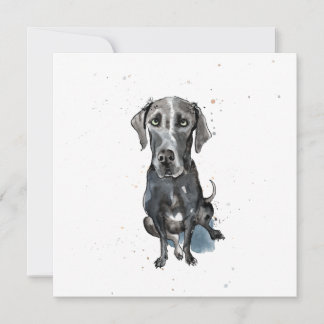 Svart Great dane roligt, vattenfärgstänk Tack Kort