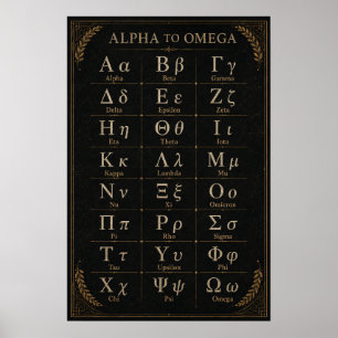 Svart Grekisk Alfabet Akademisk Bibliotekskarta Poster