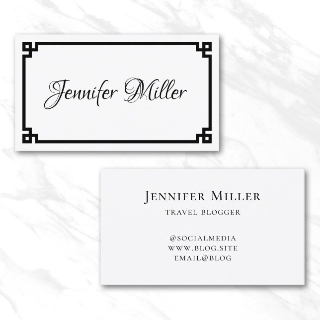 Svart Grekisk Nyckel Minimalistisk Visitkort (Black Greek Key Minimalist Business Card)