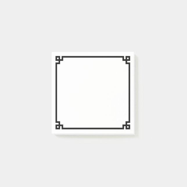 Svart grekisk nyckel ornamental kant post-it block (Framsida)