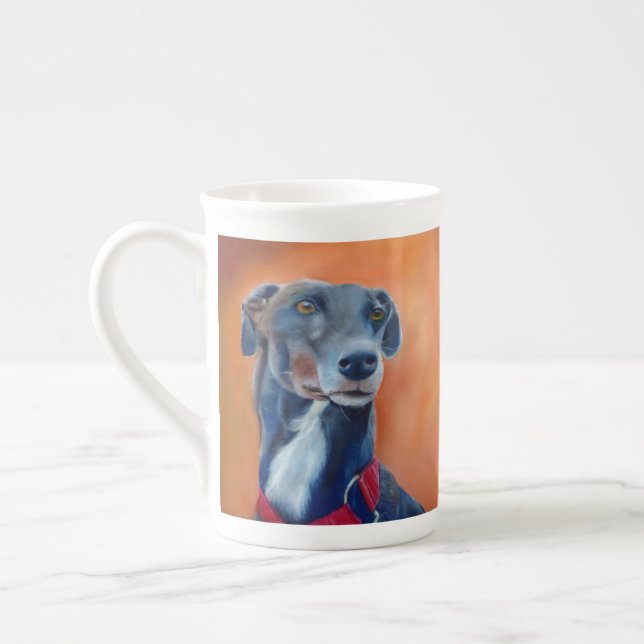 Svart greyhound (a398) benporslin mugg (Vänster)