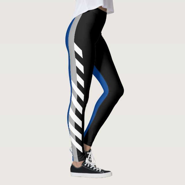 Svart Grey'n'Blue randdamasker Leggings (Höger)