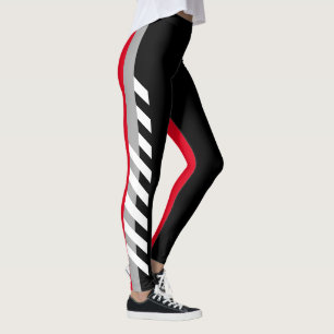 Svart Grey'n'Red randdamasker Leggings