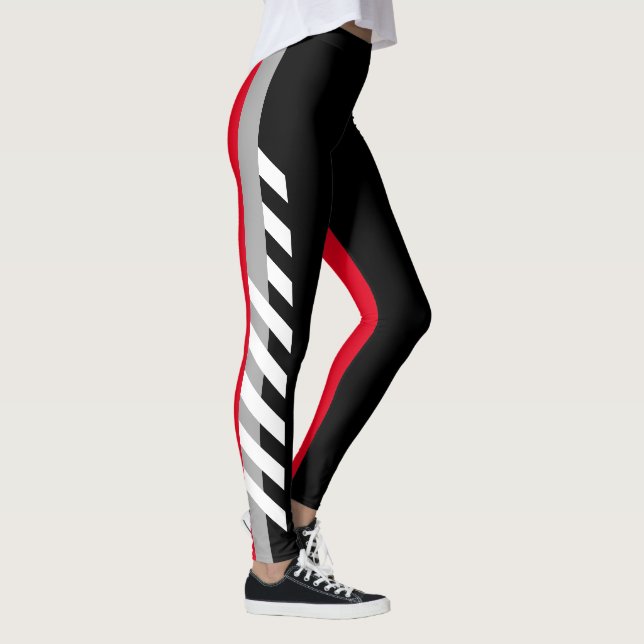 Svart Grey'n'Red randdamasker Leggings (Höger)