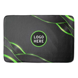 Svart & Grön Abstrakt Fluid Design | Lägg till Log Badrumsmatta