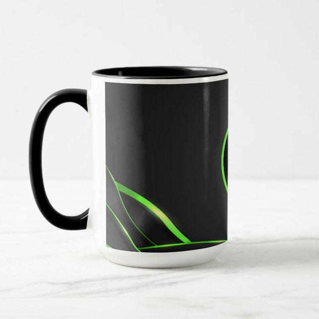 Svart & Grön Abstrakt Fluid Design | Lägg till Log Mugg (Vänster)