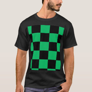 Svart & Grön Anime Stil Mönster T-Shirt
