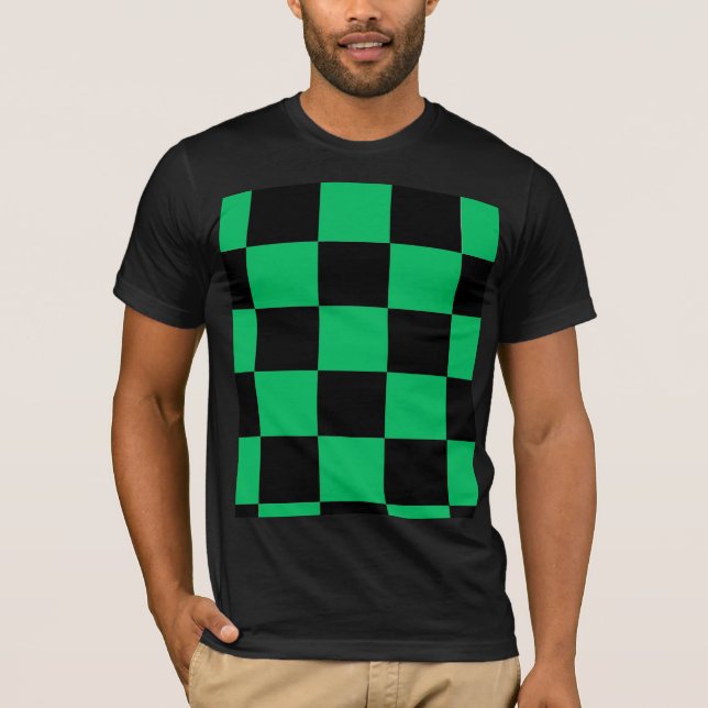 Svart & Grön Anime Stil Mönster T-Shirt (Framsida)