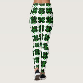 Svart grön damasker för klöverhjärtast patrick's leggings