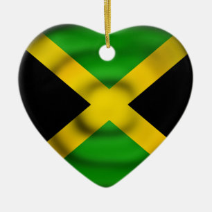 Svart grön guld- prydnad för Jamaica hjärtaflag Julgransprydnad Keramik