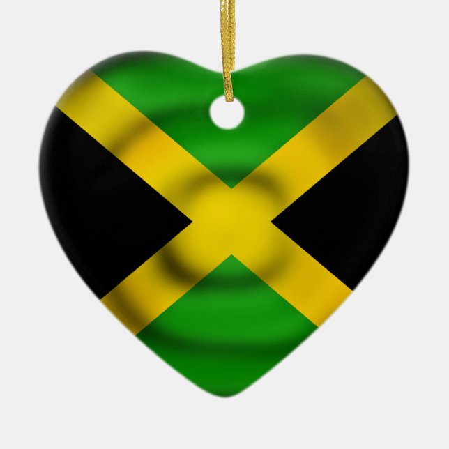 Svart grön guld- prydnad för Jamaica hjärtaflagga Julgransprydnad Keramik (Framsidan)