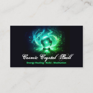 Svart grön Kristallboll Energi Reiki Meditation Visitkort