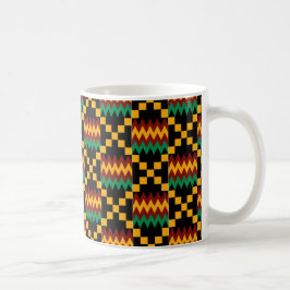 Svart, grön, röd och gul Kente-tyg Kaffemugg