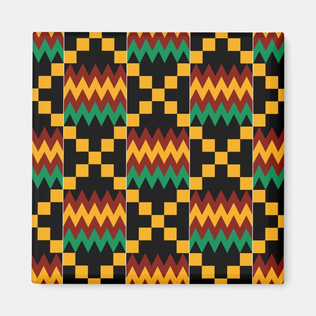 Svart, grön, röd och gul Kente-tyg Magnet (Framsidan)