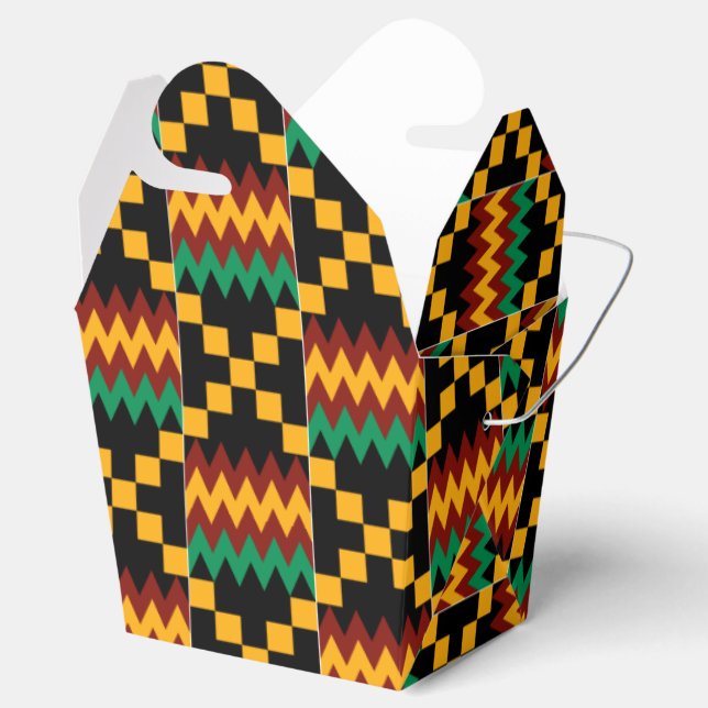 Svart, grön, röd och gul Kente-tyg Presentaskar (Öppnad)