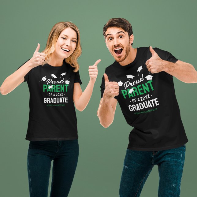 Svart Grön Stolt Förälder 2026 Examen T Shirt (Skapare uppladdad)