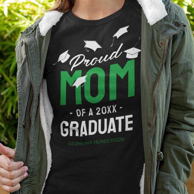 Svart Grön Stolt Mamma 2026 Examen T Shirt (Skapare uppladdad)