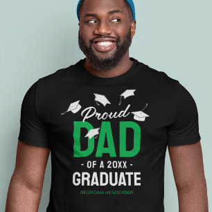 Svart Grön Stolt Pappa 2026 Examen T Shirt