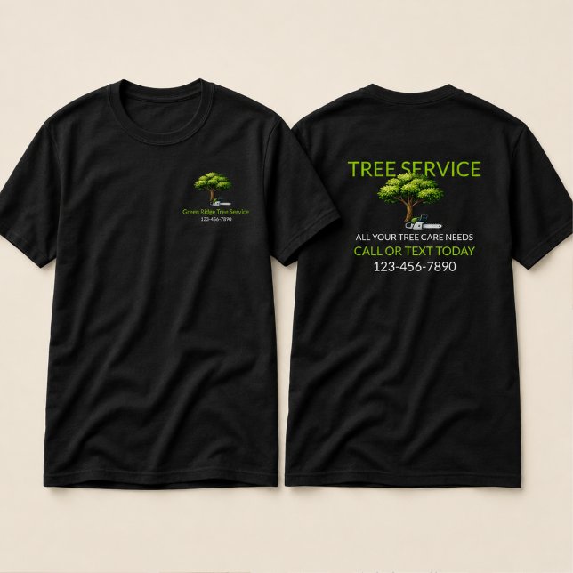 Svart Grön Trädservice Arborist Professionell T Shirt (Skapare uppladdad)