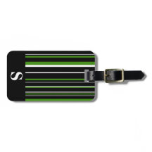 Svart, grön, vit streckkod rand med monogram
