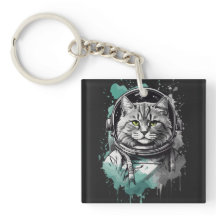 Svart Grönt Astronaut Cat Design