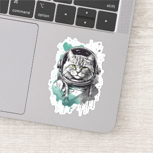 Svart Grönt Astronaut Cat Design Klistermärken