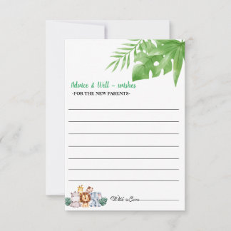 Svart Grönt Boy Shower New Parents Advice Card Anteckningskort
