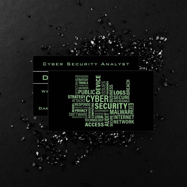 Svart Grönt för Cyber Security Analyst Professione Visitkort (Skapare uppladdad)