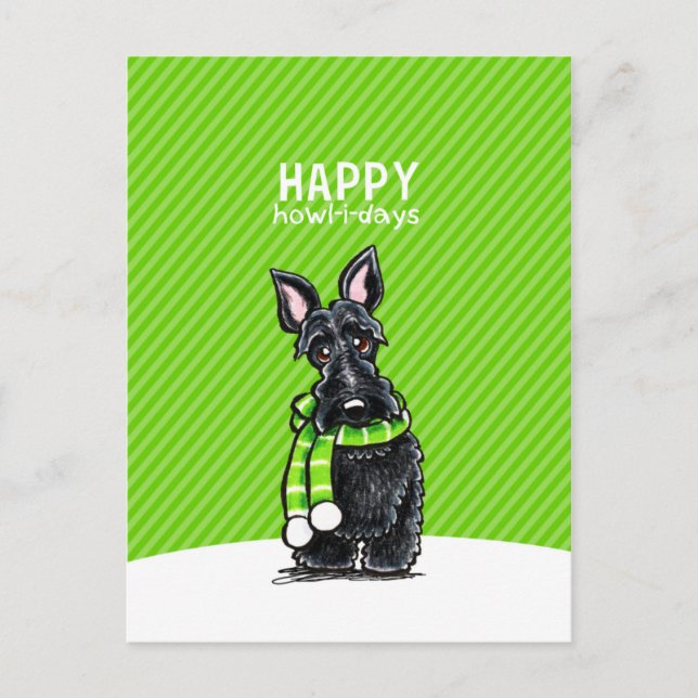 Svart grönt för vinter för ScottieScarfjul Helg Vykort (Framsida)