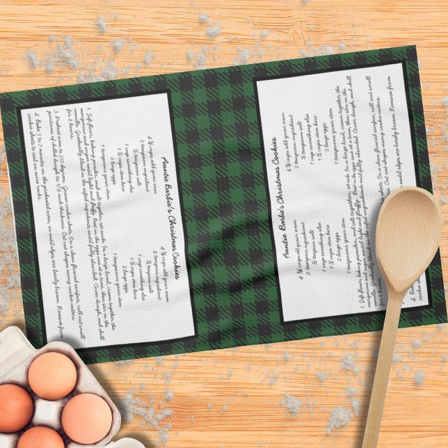 Svart Grönt: Jul Gingham Play Family Recipe Kökshandduk (Skapare uppladdad)