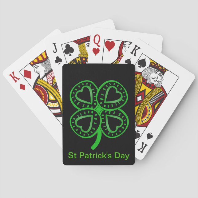 Svart Grönt Klöver Heart St patty B Uppspelningsko Spel Kort (Baksidan)