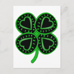 Svart Grönt Klöver Heart St patty's day vykort