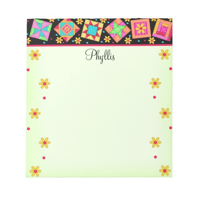 Svart Grönt - lappverk Kortpunktsblock Art Anteckningsblock (Framsida)