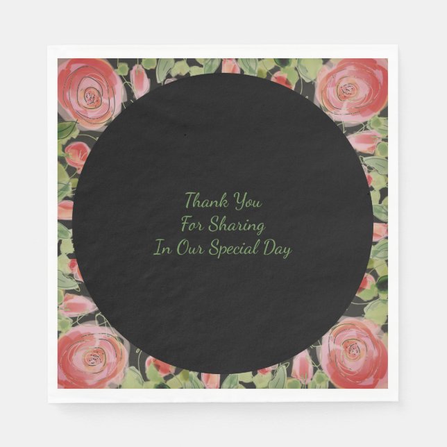 Svart Grönt och Burgundy Pappersservett (Framsidan)